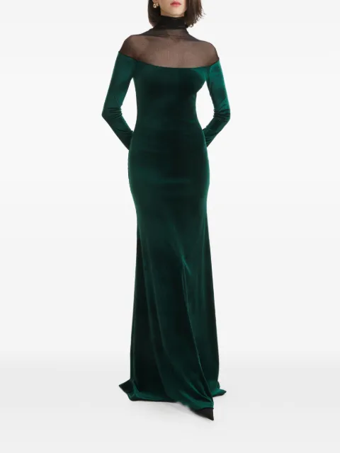 2310 STUDIO mesh velvet maxi dress Green FF64