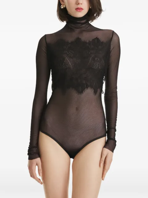 2310 STUDIO lace-panel mesh bodysuit Black FF73
