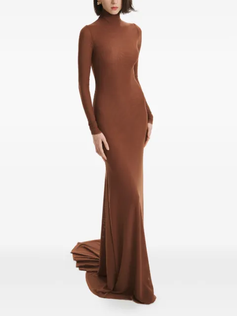 2310 STUDIO long-sleeve roll-neck maxi dress Brown FF59