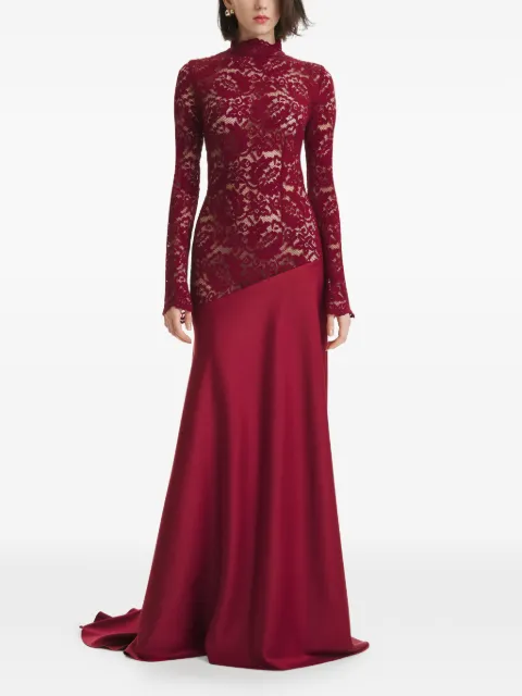 2310 STUDIO lace long-sleeve maxi dress Red FF70