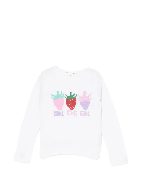 Comme Des Garçons Girl graphic-print round neck jumper White CCGKNNQN003XQWHX00L