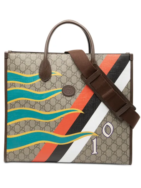Gucci Pre-Owned 2016-2026 Medium GG Supreme 100 Centum Anniversary Calfskin Retro Interlocking G Tote satchel Brown I3AMXVAZ6JX8XQK7