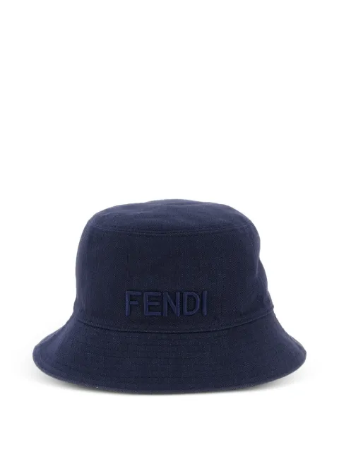 FENDI reversible logo-embroidery bucket hat Blue FXQ977AVGL