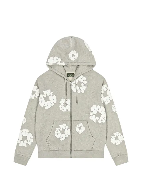 Denim Tears wreath zip hooded sweatshirt Grey DT373