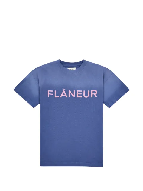 FLÂNEUR logo-print faded T-shirt Blue F15147