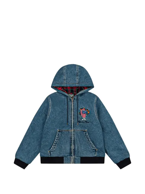 Denim Tears logo-embroidered hooded jacket Blue DT359