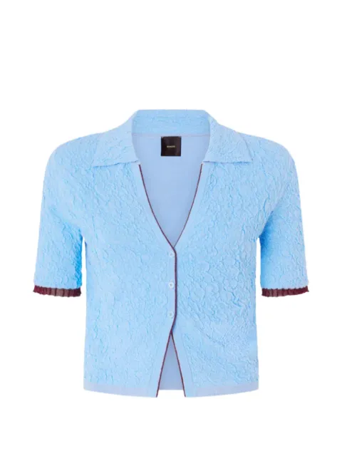 PINKO jacquard polo cropped cardigan Blue 106282A344