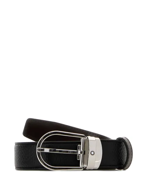 Montblanc Horseshoe leather reversible belt Black 222151