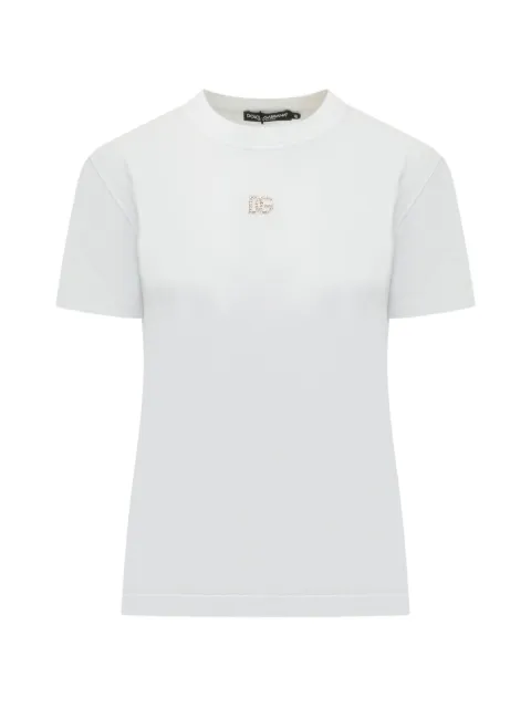 Dolce & Gabbana embellished-logo T-shirt White F8V42ZGDDL7