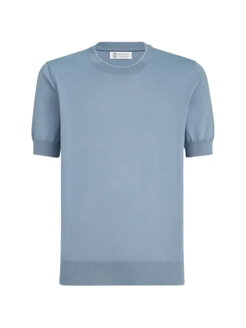 Brunello Cucinelli cotton lightweight knit T-shirt with contrast details Grey M29805200CMM56