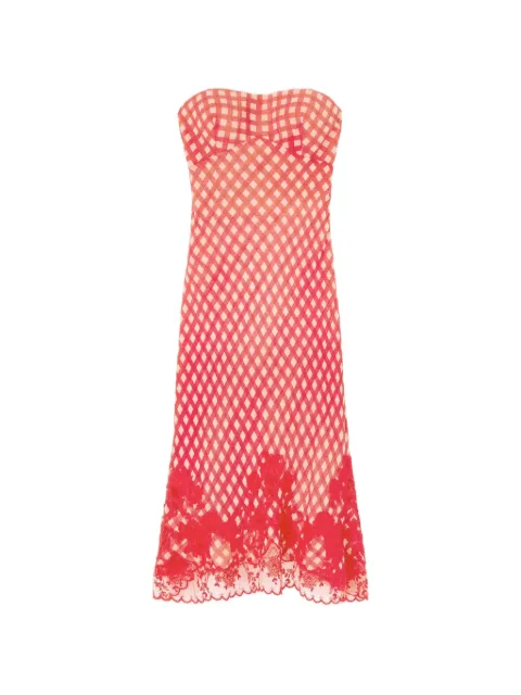 Ermanno Scervino checkered lace dress Red D482Q317FDAPWIFS4817