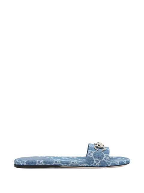 Gucci Horsebit GG-pattern flat sandals Blue 835828PCEXFAFGT4746
