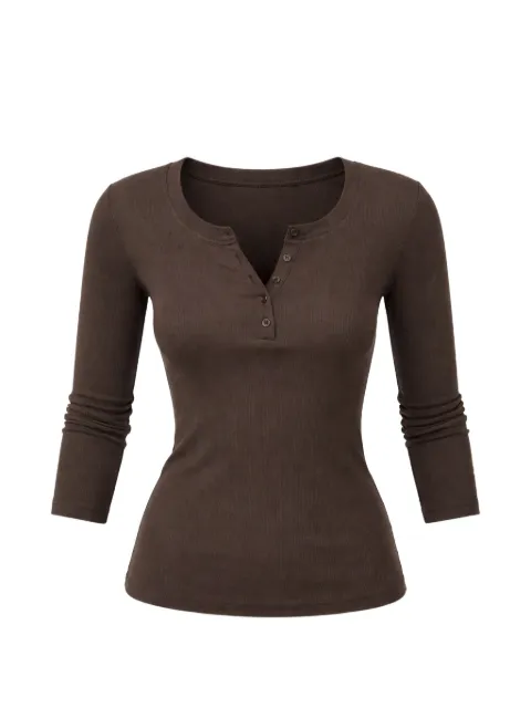 Reformation Jayden long sleeve henley T-shirt Brown 1316454OOL