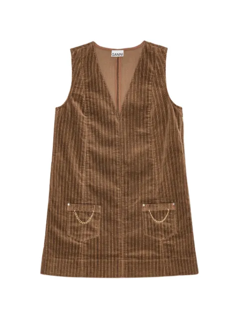 GANNI chain-pocket corduroy mini dress Brown W0161