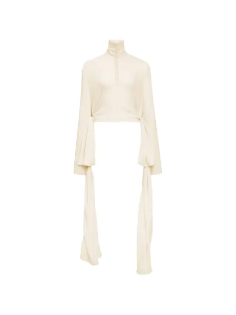 Alaïa long-sleeve tie-detail top Neutrals AA9H1348T666B