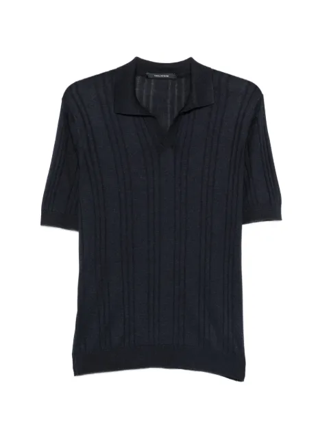 Tagliatore ribbed V-neck T-shirt Blue DARNELGSE2603