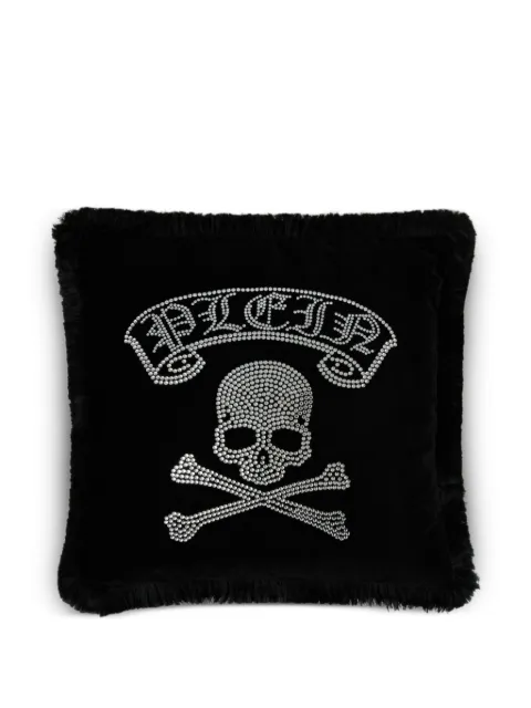 Philipp Plein crystal-skull fringed cushion Black AAEAUAG0162PTE003N