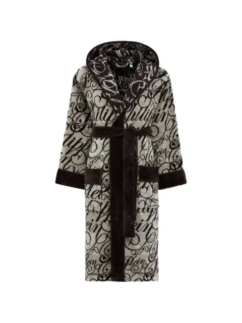 Philipp Plein hooded bathrobe signature Brown AAEAUAG0087PTE003N