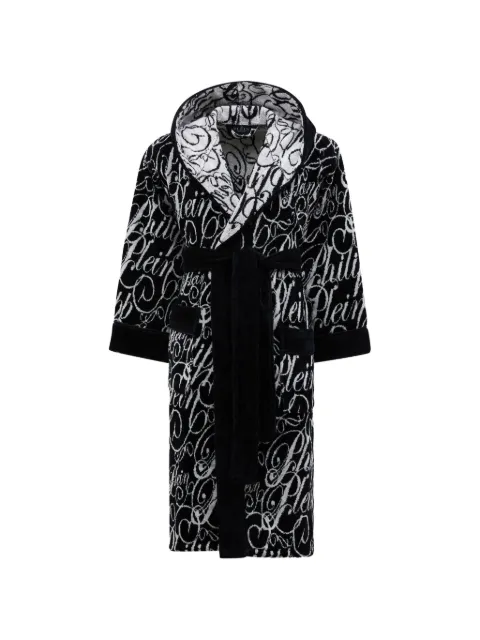 Philipp Plein hooded signature bath robe Black AAEAUAG0087PTE003N