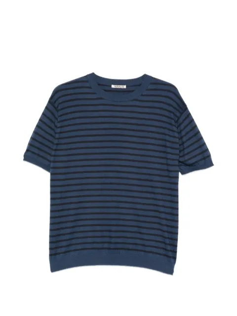 Auralee high-gauge striped cotton T-shirt Blue A26ST02SB