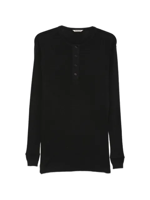 Auralee Henley ribbed top Black A26SP01OT
