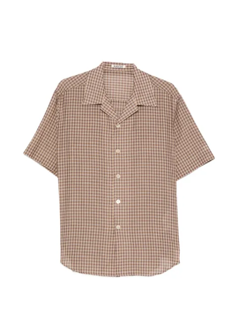 Auralee gingham-check short-sleeved shirt Brown A26SS02GC