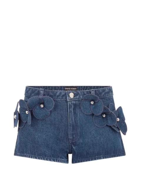 David Koma 3D Flower denim mini shorts Blue RE26DK109DSH