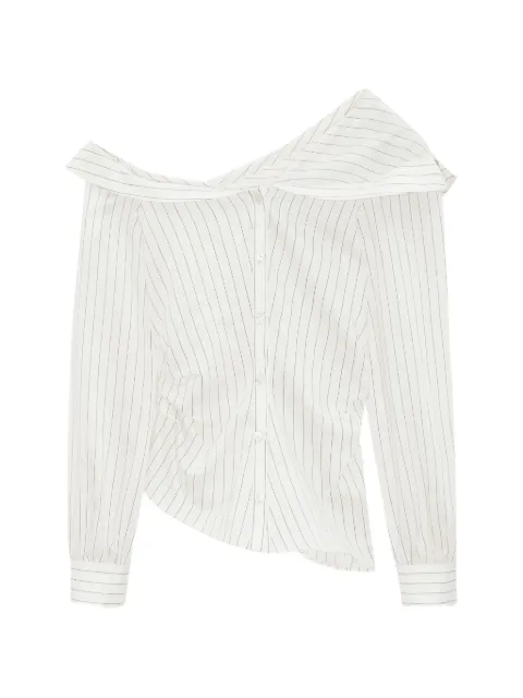 OCCLEUS Myla striped off-shoulder shirt Neutrals OCC101120