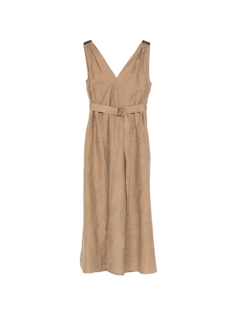 Brunello Cucinelli V-neck belted midi dress Brown MQ988A5092C1604
