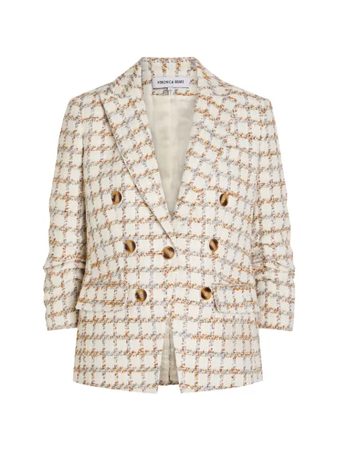 Veronica Beard checked double-breasted tweed jacket Neutrals 2603TW1261049