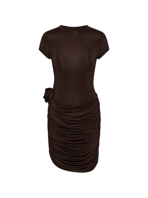 ROTATE BIRGER CHRISTENSEN draped flower mini dress Brown 1159412910COFFEE
