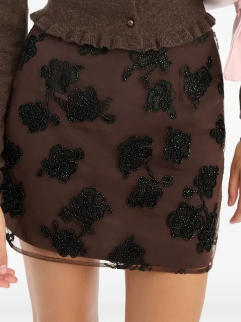 ROTATE BIRGER CHRISTENSEN bead-embellished mini skirt Brown 1155323088MOLE