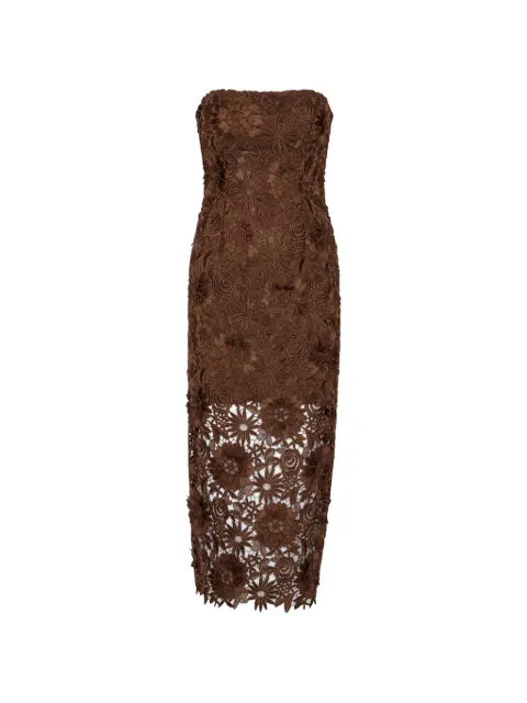 ROTATE BIRGER CHRISTENSEN 3D lace midi dress Brown 11562420372037