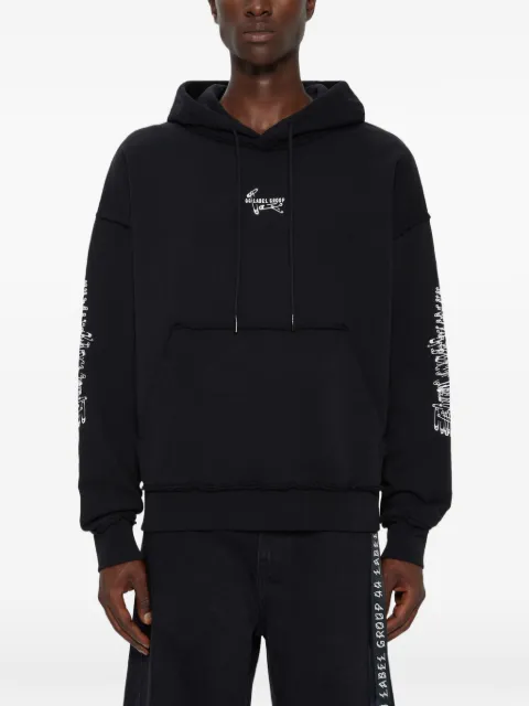 44 LABEL GROUP rear-print hoodie Black B0030612FA580P783
