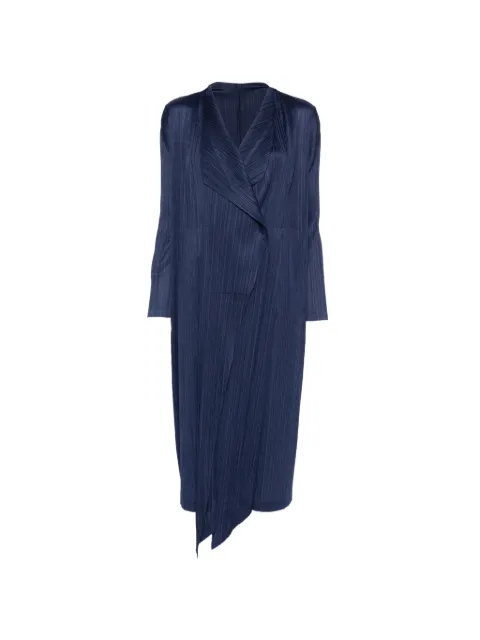 Pleats Please Issey Miyake pleated wrap coat Blue PP66JA114