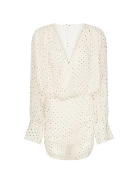 ROTATE BIRGER CHRISTENSEN chiffon V-neck mini dress Neutrals 115716858