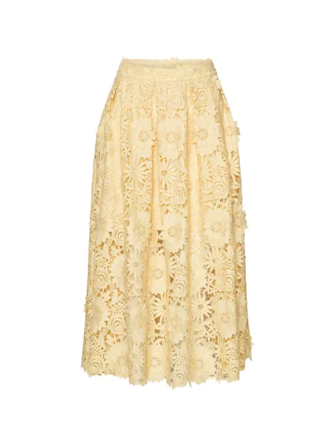 ROTATE BIRGER CHRISTENSEN 3D lace midi skirt yellow Neutrals 1156221366