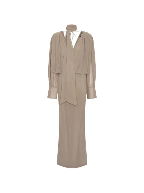 ROTATE BIRGER CHRISTENSEN chiffon ls maxi dress taupe Grey 115520816