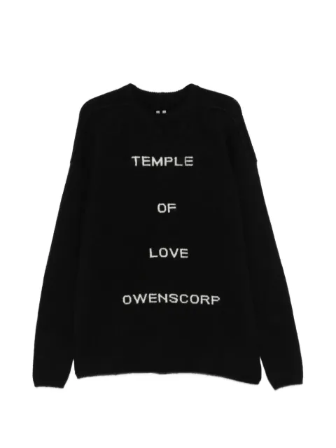 Rick Owens crew-neck letter-intarsia sweater Black RU01F2601KWP