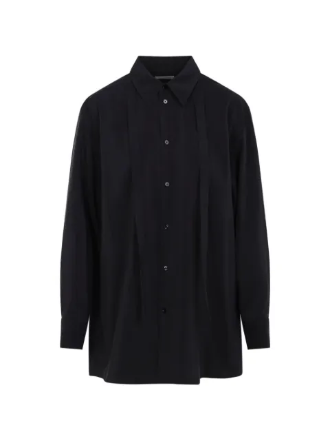 LEMAIRE long shirt with tie in dry silk Black SH1282LF1308