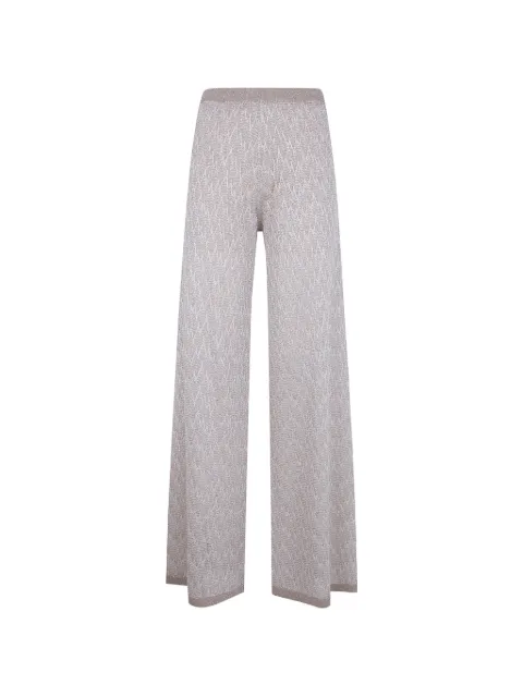 D.Exterior chevron-knit wide-leg trousers Neutrals 62358