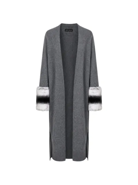 Izaak Azanei faux-fur trim cardigan Grey CORE004B