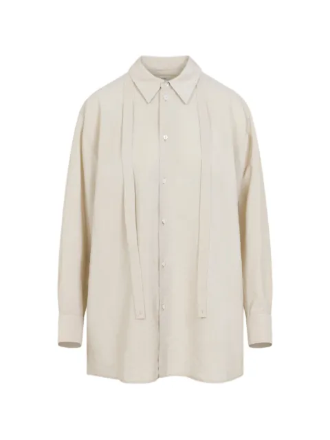 LEMAIRE long shirt with tie in dry silk Neutrals SH1282LF1308