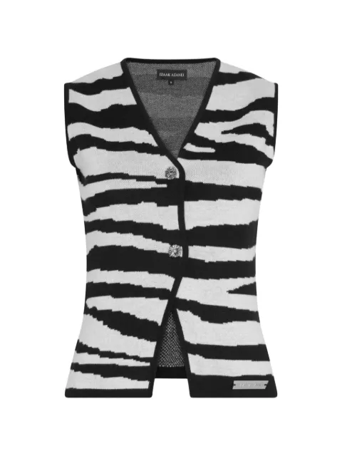 Izaak Azanei zebra-print knitted vest White PRESS26NAT020