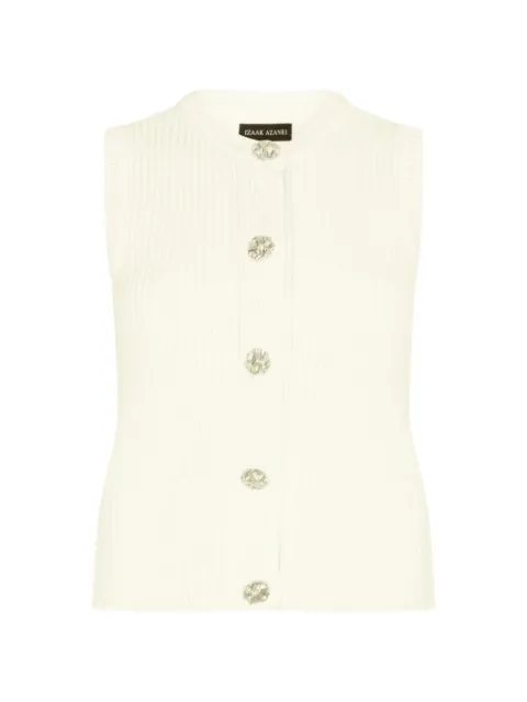 Izaak Azanei ribbed-knit button-down cotton gilet Neutrals PRESS26NAT006