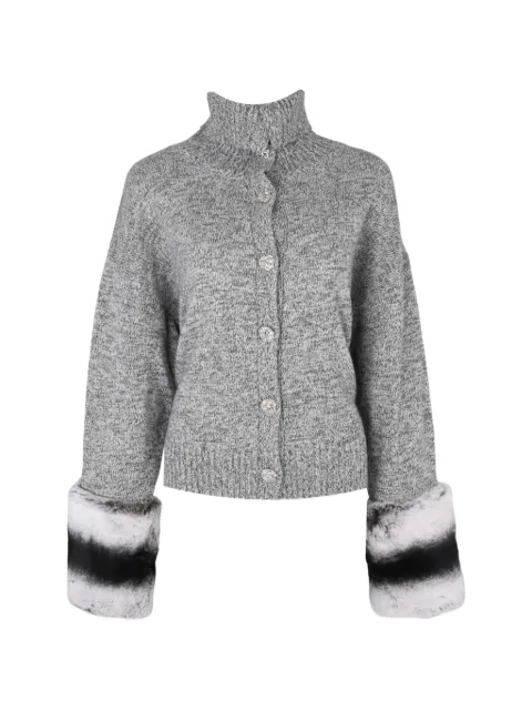 Izaak Azanei faux-fur-cuff button-down cardigan Grey PRESS26LIN045