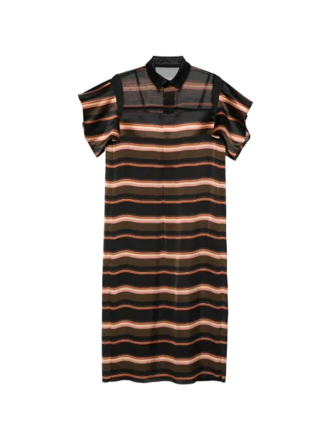 sacai horizontal-stripe midi shirt dress Black 2608371