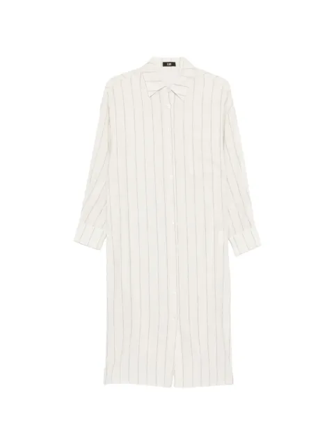 Eleh striped-pattern chest-pocket midi shirt dress Neutrals SS260273ECRU