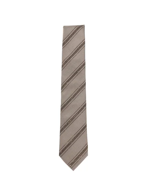 Brunello Cucinelli striped-pattern tie Neutrals MX8640018C009