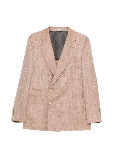 Brunello Cucinelli herringbone double-breasted jacket Brown MZ4077BBDGC068